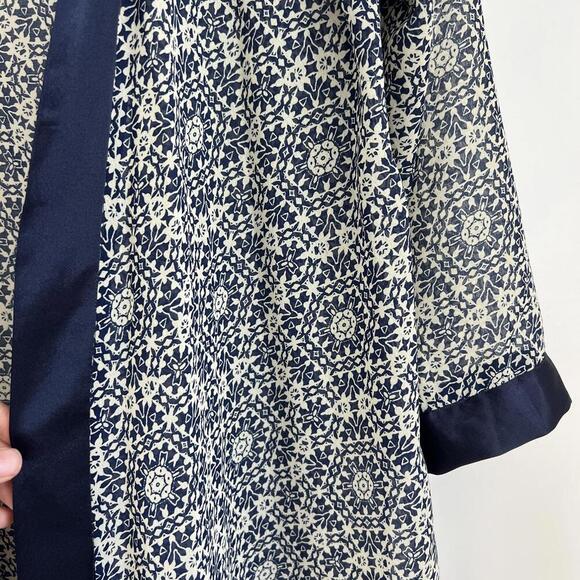 Vintage Women's One Size Blue Geometric Maxi Open Front Long Duster Cardigan - Picture 7 of 11